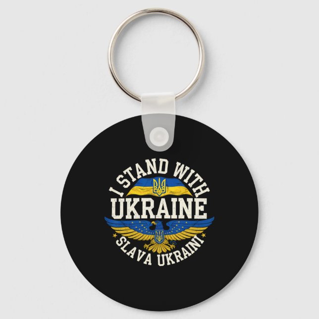 Chaveiro Eu Estou Com a Ucrânia Slava Ukraini Glória à Ucrâ (Frente)