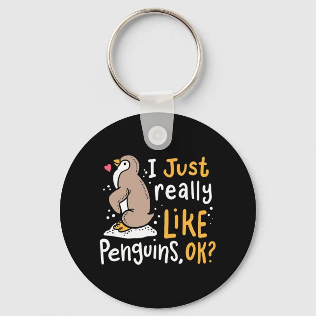 Chaveiro Eu Gosto Muito De Pinguins. (Frente)