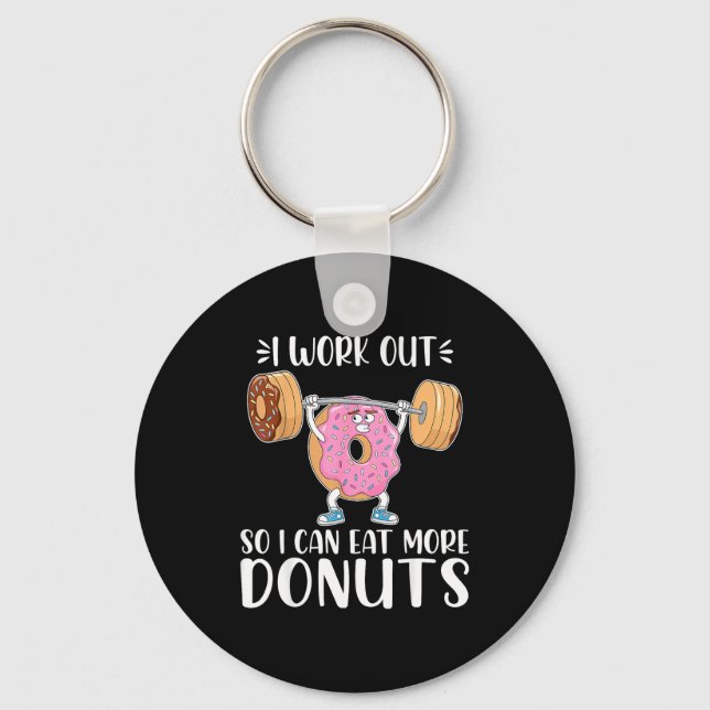 Chaveiro Eu Me Exercito Para Poder Comer Mais Donuts - Amor (Frente)