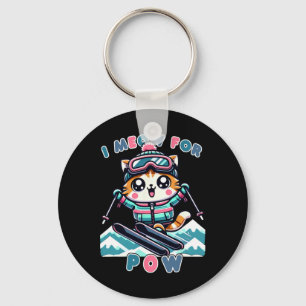 Chaveiro Eu Miau Pelo Pow Gato Kawaii Divertido Esquiar Ani