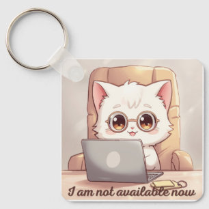 Chaveiro Eu Não Estou Disponível Agora Pingente - Gato Fofo