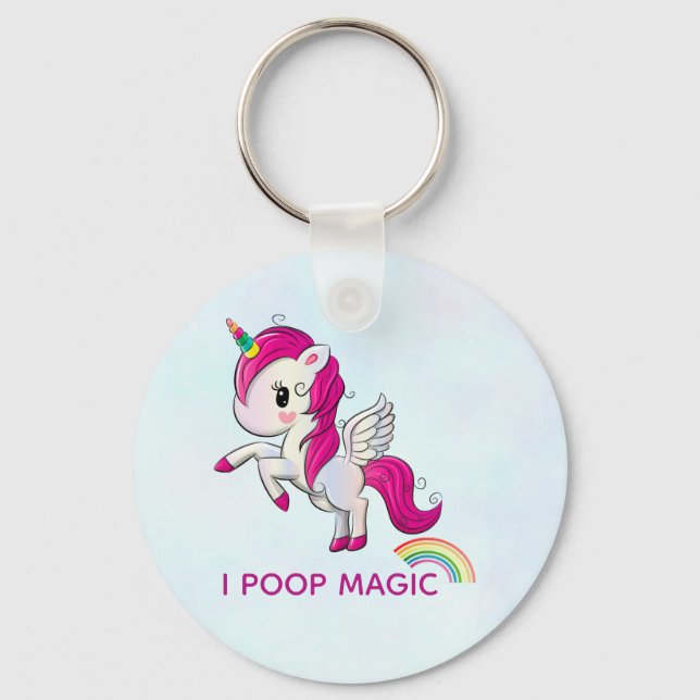 Chaveiro Eu Poop Magic Funny Unicorn Dizendo (Frente)