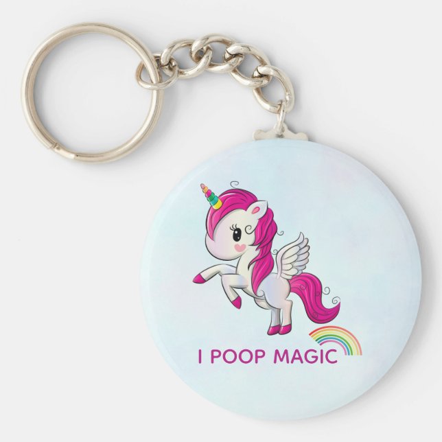Chaveiro Eu Poop Magic Funny Unicorn Dizendo (Frente)