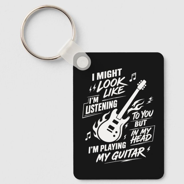 Chaveiro Eu Posso Parecer Estar Ouvindo Guitarra (Frente)