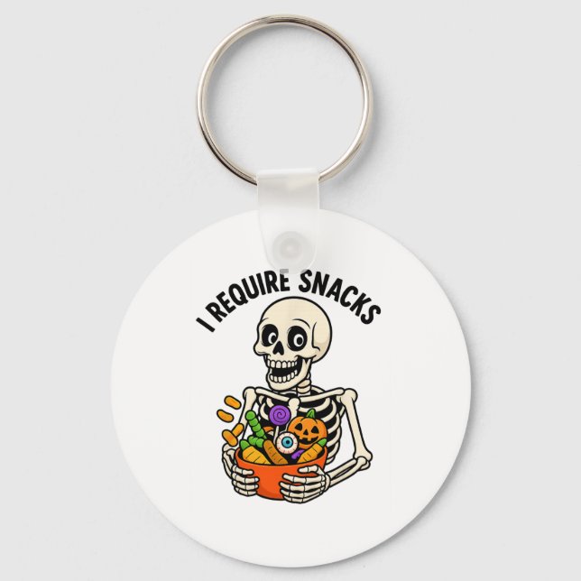 Chaveiro Eu Preciso De Snacks Engraçados Esqueleto Do Dia D (Frente)