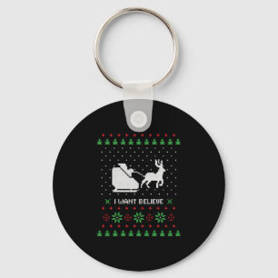 Chaveiro eu quero acreditar no suéter feio de cristmas