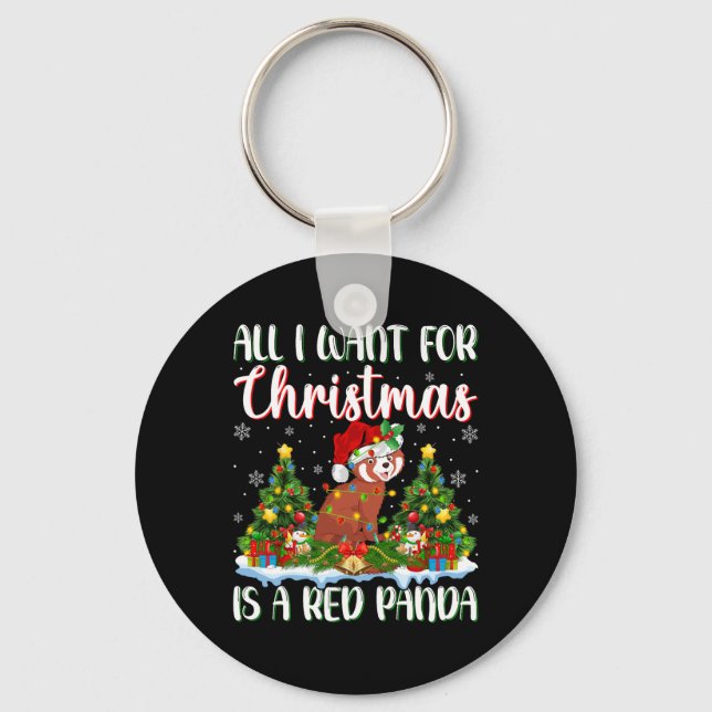 Chaveiro Eu Quero O Natal É Um Panda Vermelho Xmas Tree Lig (Frente)