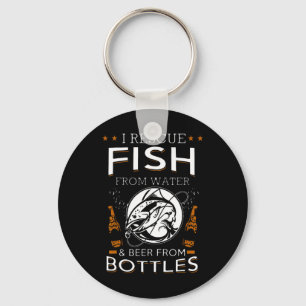 Chaveiro Eu Resgate Peixes De Água E Cerveja De Garrafas