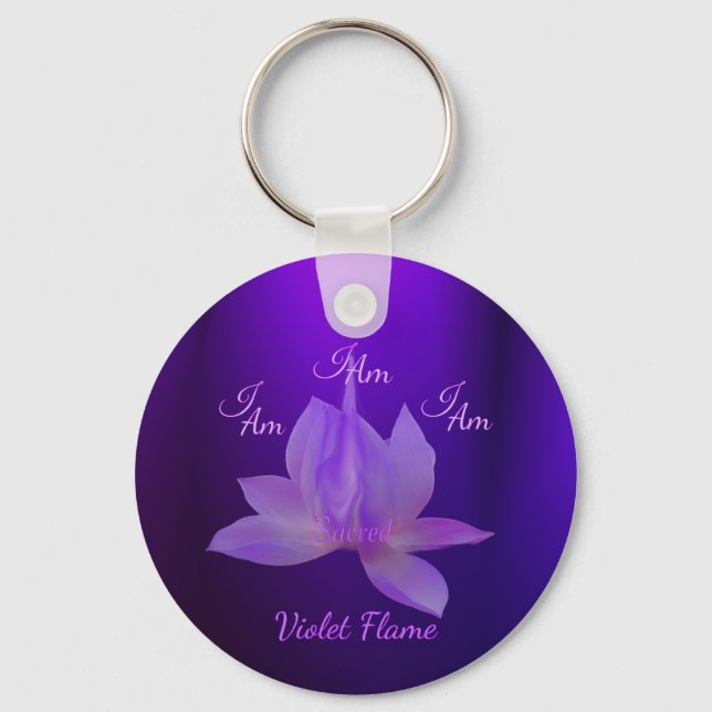 Chaveiro Eu Sou a Chama Violeta Com Lótus (Frente)