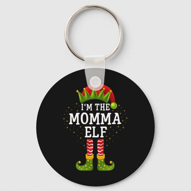 Chaveiro Eu sou a mamãe Elf do Natal da Família. (Frente)