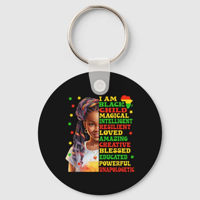 Chaveiro Eu Sou Garota Negra Juneteenth Garotas Afro-Americ (Frente)