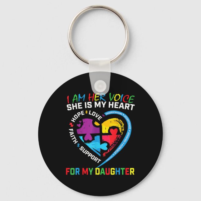 Chaveiro Eu Sou Sua Voz Filha Autismo Consciência Mãe Pai P (Frente)