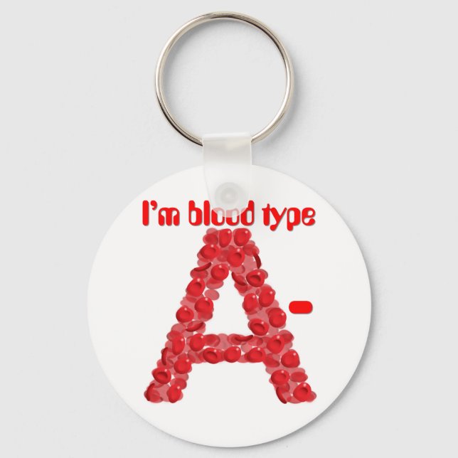 Chaveiro Eu sou tipo sanguíneo A negativo (Frente)
