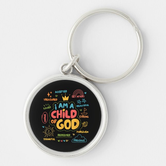 Chaveiro Eu sou uma Criança de Deus Fé Cristã Retro Jesus (Frente)