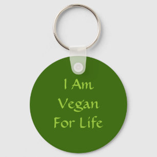 Chaveiro Eu sou Vegan para a vida. Verde. Slogan. Costume
