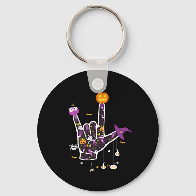 Chaveiro Eu Te Amo A Dizer Halloween Sinal Idioma Halloween (Frente)