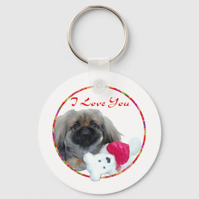 Chaveiro Eu Te Amo Pup Pekingese (Frente)