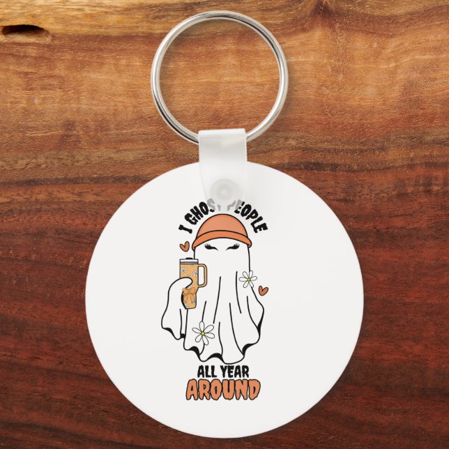 Chaveiro Eu tenho Pessoas fantasma o ano todo em volta do F (Verso)