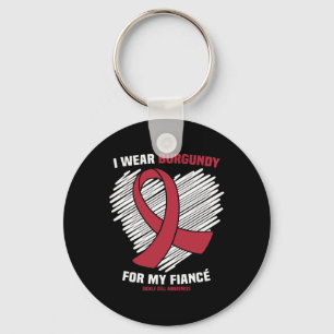 Chaveiro Eu Uso Burgundy Pelo Meu Noivo Conscientização sob