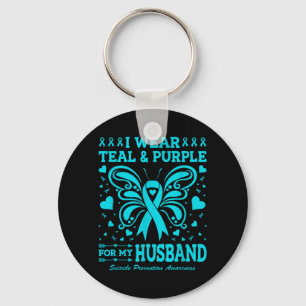 Chaveiro Eu Uso Verde Teal Roxo Para a Arte do Meu Marido