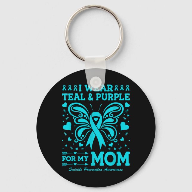 Chaveiro Eu Uso Verde Teal Roxo Pelo Design Da Minha Mãe (Frente)