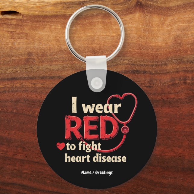 Chaveiro Eu Uso Vermelho para Combater a Doença Cardíaca Ap (Frente)