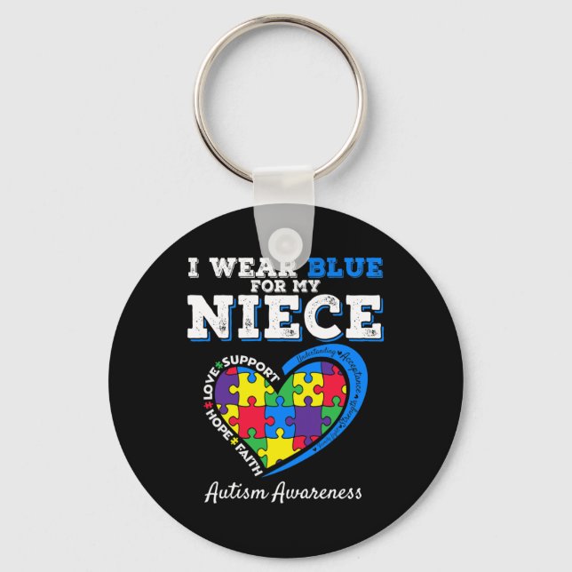 Chaveiro Eu Visto Azul Para A Minha Tia Niece Tio Autism Aw (Frente)