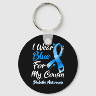 Chaveiro Eu Visto Azul Para Minha Consciência Diabetes Ribb