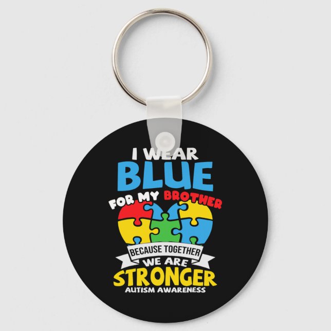 Chaveiro Eu Visto Azul Para O Meu Irmão Autismo Sensibiliza (Frente)