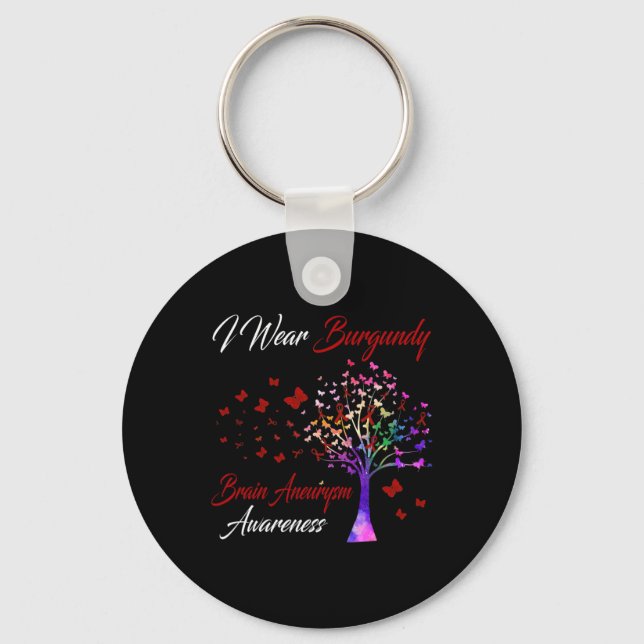 Chaveiro Eu Visto Burgundy Brain Aneurysm Awarysm Tree Ribb (Frente)