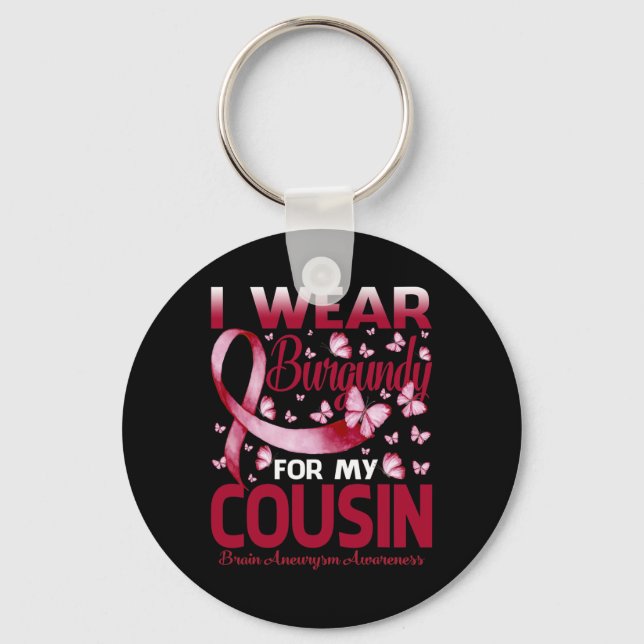 Chaveiro Eu Visto Burgundy Para O Meu Cérebro Causado Aneur (Frente)