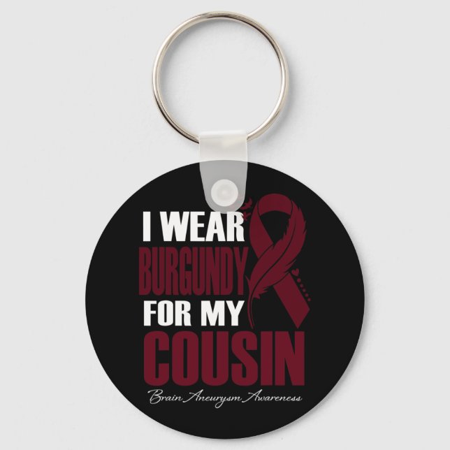 Chaveiro Eu Visto Burgundy Para O Meu Cérebro Causado Aneur (Frente)