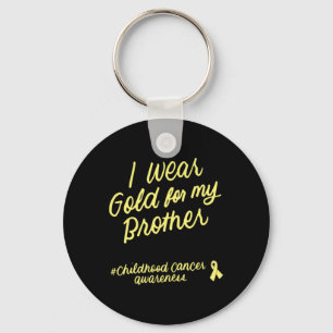 Chaveiro Eu Visto Dourado para o Cancer de Infância do Meu