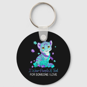 Chaveiro Eu Visto Roxo & Teal Para Alguém Que Eu Amo Su