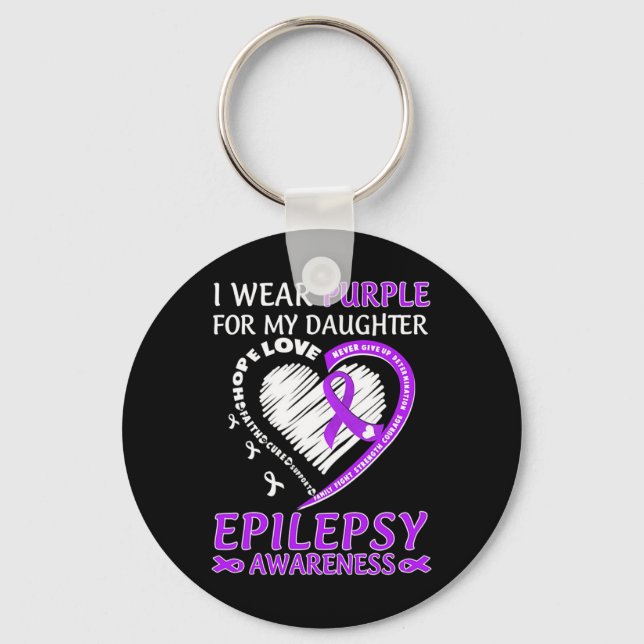 Chaveiro Eu Visto Roxo Para Minha Filha Consciência Da Epil (Frente)