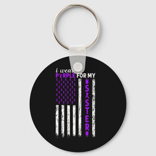 Chaveiro Eu Visto Roxo Para Minha Irmã Câncer de pâncreas E (Frente)