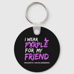 Chaveiro Eu visto Roxo para o meu Câncer de pâncreas Amigo 