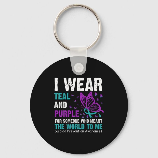 Chaveiro Eu Visto Teal &amp; Roxo Para Alguém Que Quer Dize (Frente)