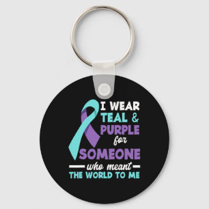 Chaveiro Eu Visto Teal E Roxo Para Alguém Que Eu Amo Suicíd