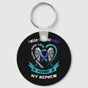 Chaveiro Eu Visto Teal E Roxo Para Meu Sobrinho Suicida