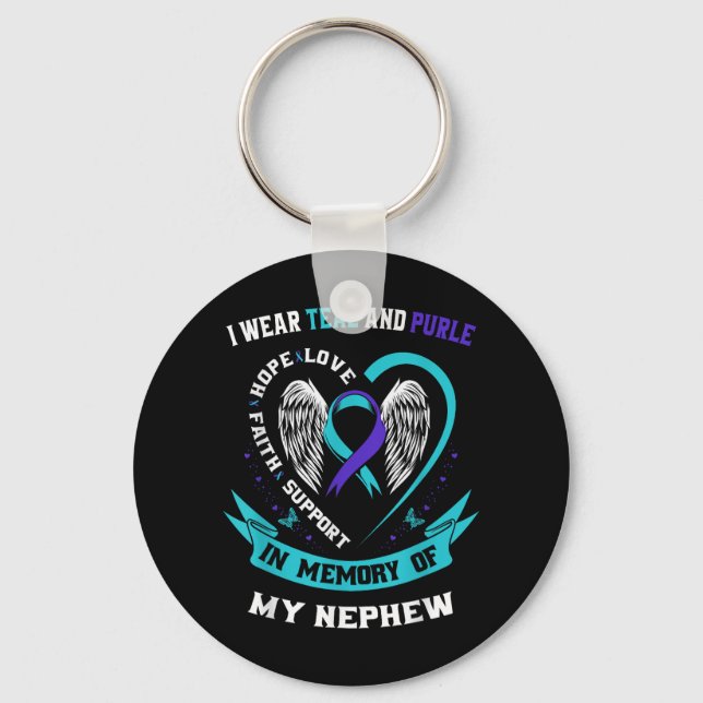 Chaveiro Eu Visto Teal E Roxo Para Meu Sobrinho Suicida (Frente)
