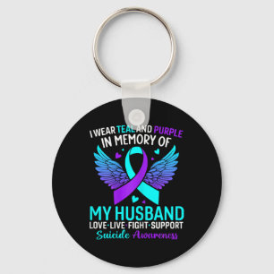 Chaveiro Eu Visto Teal E Roxo Para O Meu Marido.