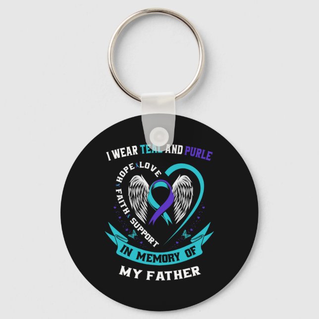Chaveiro Eu Visto Teal e Roxo Pelo Meu Pai Padre Suicídio A (Frente)