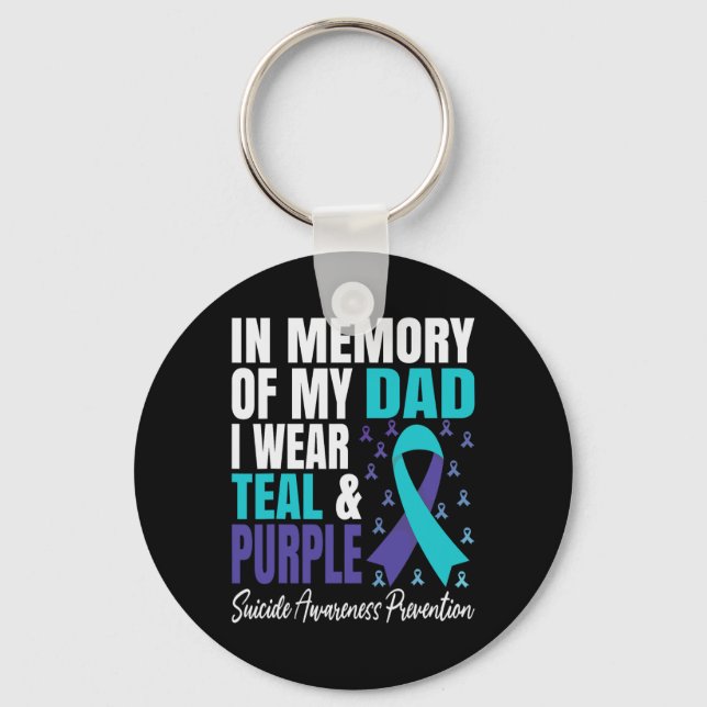 Chaveiro Eu Visto Teal E Roxo Pelo Meu Pai Suicida Preventi (Frente)