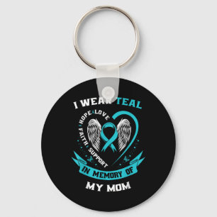 Chaveiro Eu Visto Teal Para Minha Mãe Câncer de ovário Sens