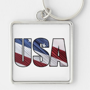 Chaveiro EUA na bandeira patriótica americana branca e azu