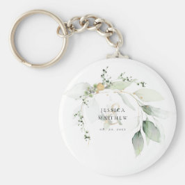 Chaveiro Eucalipto Verde e Dourado Moderno