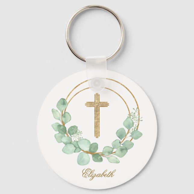 Chaveiro Eucalyptus Dourado Cross (Frente)