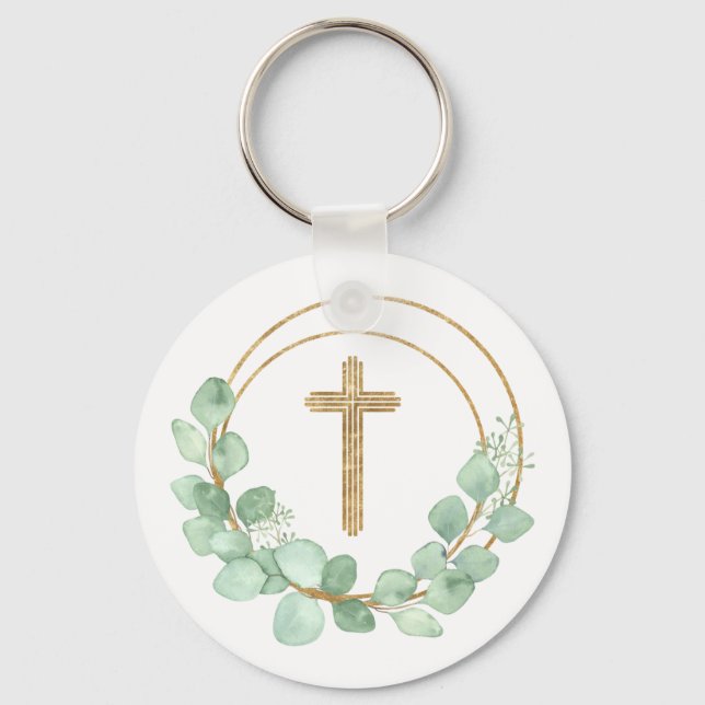 Chaveiro Eucalyptus Dourado Cross (Frente)