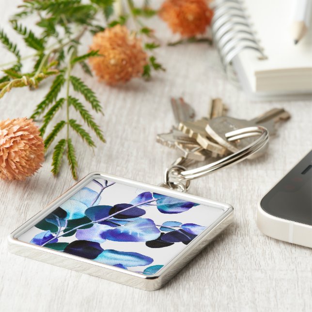 Chaveiro Eucalyptus Gum deixa a aquarela (Lateral)